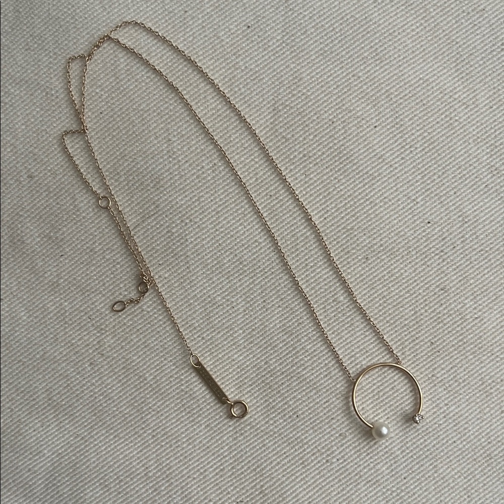 Zoe Chicco Gold Circle Pearl Necklace 14k gold